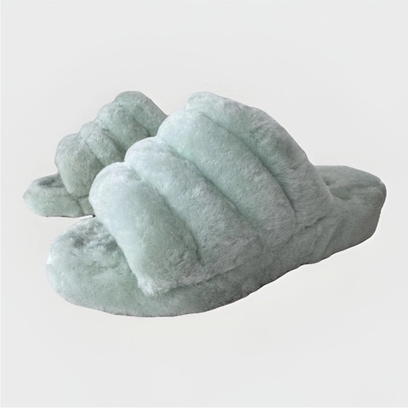 UGG FLUFF YEAH SLIDE RETRO MINT MOCASSIN SLIP ON SANDAL SHOES FLATS SIZE 7 - Picture 6 of 9
